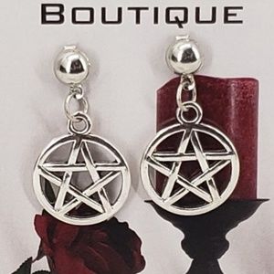 Dark Rose Boutique Jewelry - Silver Pentagram on Pierced Posts Dark Rose Boutique Jewelry - Silver Pentagram on Pierced Posts